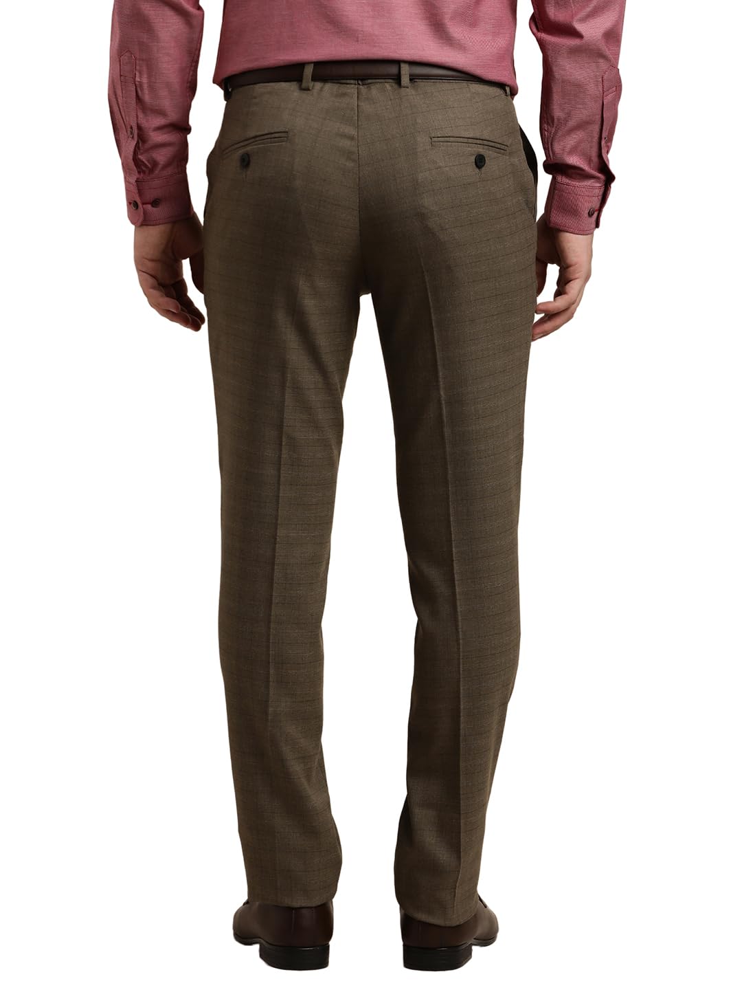 Turtle Men Poly Viscose Stretch Slim Fit Brown Formal Trouser