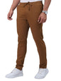 The Indian Garage Co Men Slim Fit Solid Mid-Rise Elasticated Linen Jogger Trouser Bronze Brown