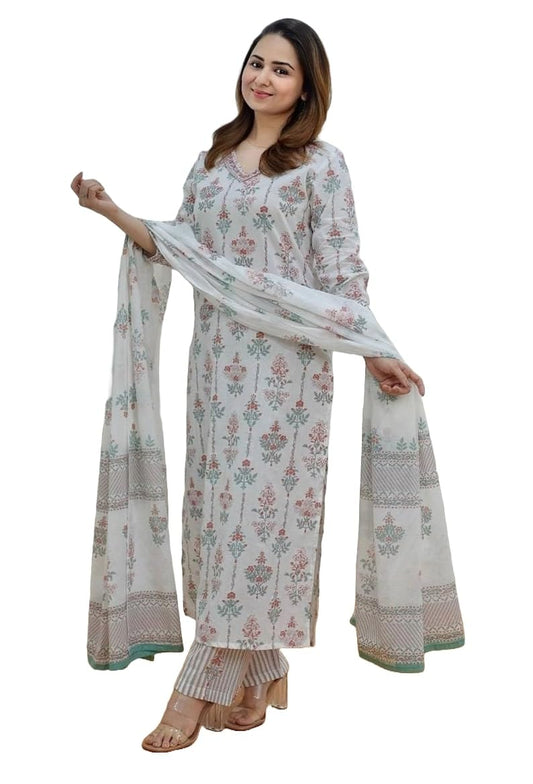 Yashika Women Cotton Blend Kurta Set: Unleash Your Inner Diva: Embrace The Ethnic Charm With Our Exquisite Collection Of Printed Kurtis, Pants, And Dupattas!