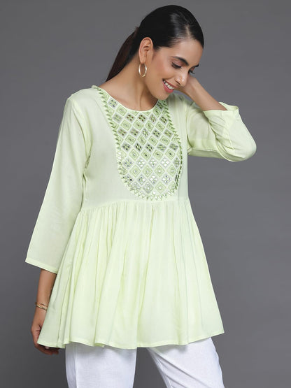 Libas Women Embroidered Rayon A-Line Kurti