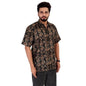 Brown Culture MenS Cotton Blend Abstract Print Shirt With Spread Collared Half Sleeves Standard Length And Button Down Closure