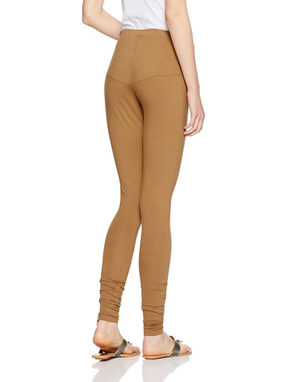 Lyra Women Solid Premium Cotton Churidar Leggings | Mid-Waist | Fashionwear Biscuit
