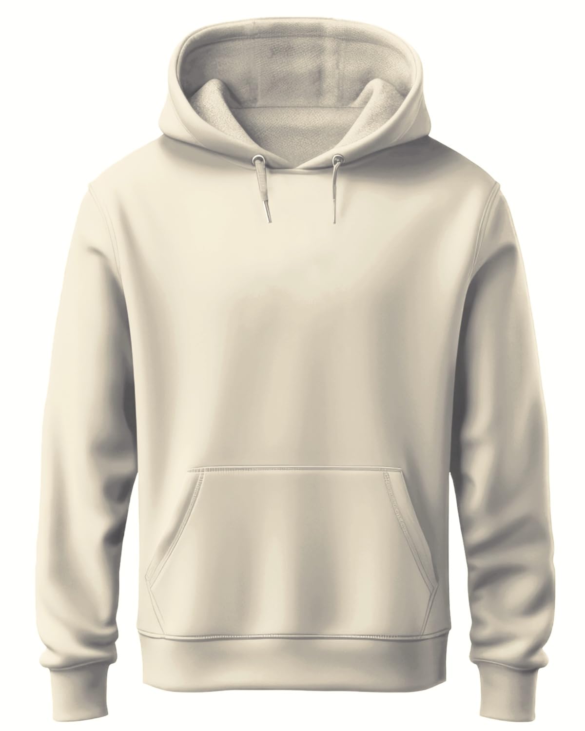 ADRO Mens Cotton Neck Hooded Sweatshirt (H24-PLN-WS_White Sand