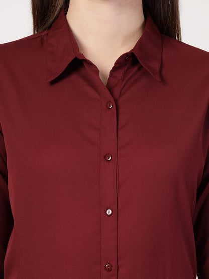 Style Quotient Women Maroon Formal Shirt