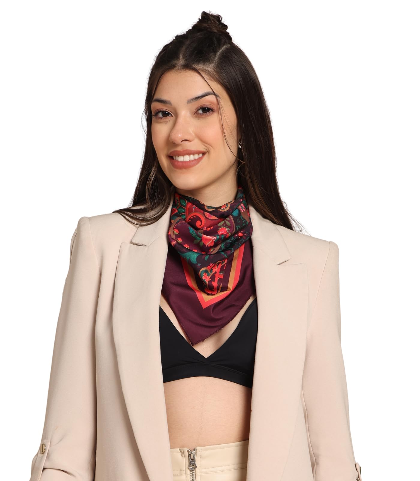 Greciilooks WomenS Crepe Silk Square Scarf