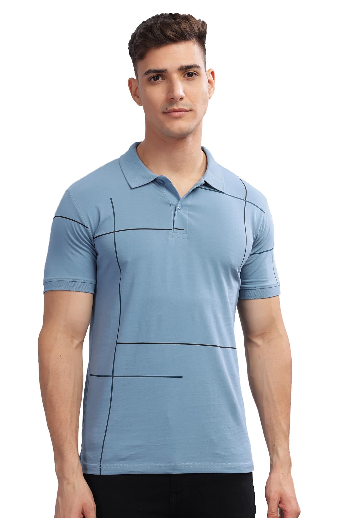 ADRO Regular Fit Polo T-Shirt for Men| Printed Polo T-Shirt | Cotton Polo T Shirt Also in Plus Size|Pnop24-L1-Sksbbl