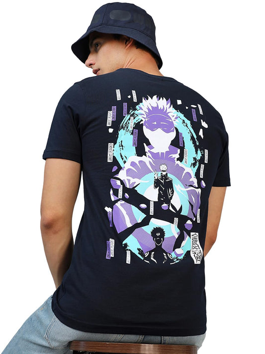 Bewakoof MenS Blue Gojo Domain Graphic Printed T-Shirt