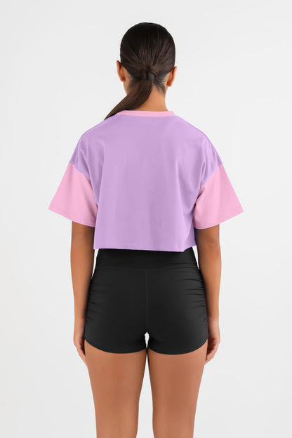 Kyda Kids Girls Printed Half Sleeve Cotton Crop Top (Pack Of 1) Lavender