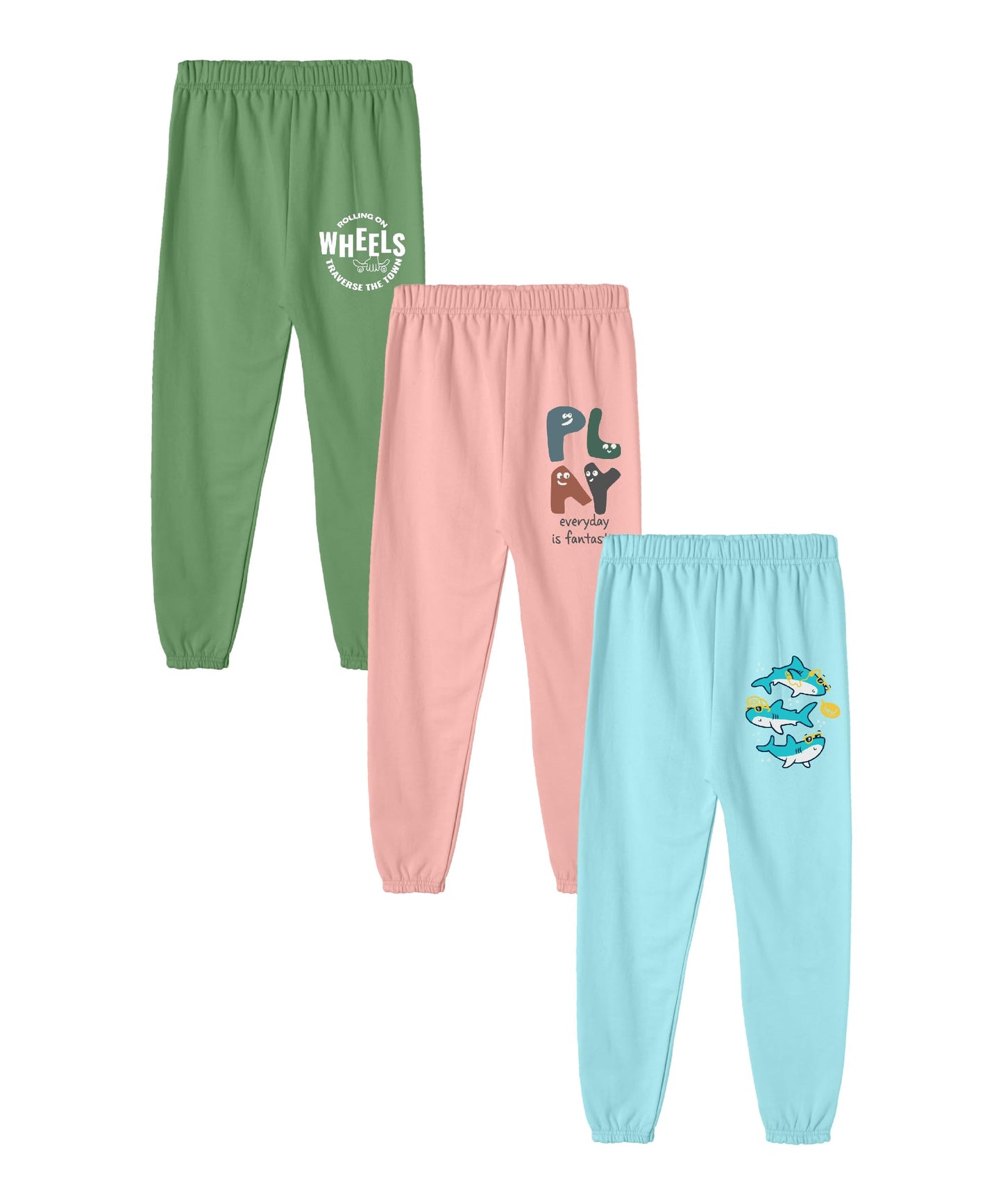 SHODOX Cotton Blend Regular fit Printed Multicolor Track Pants for Boys (Pack of 3)