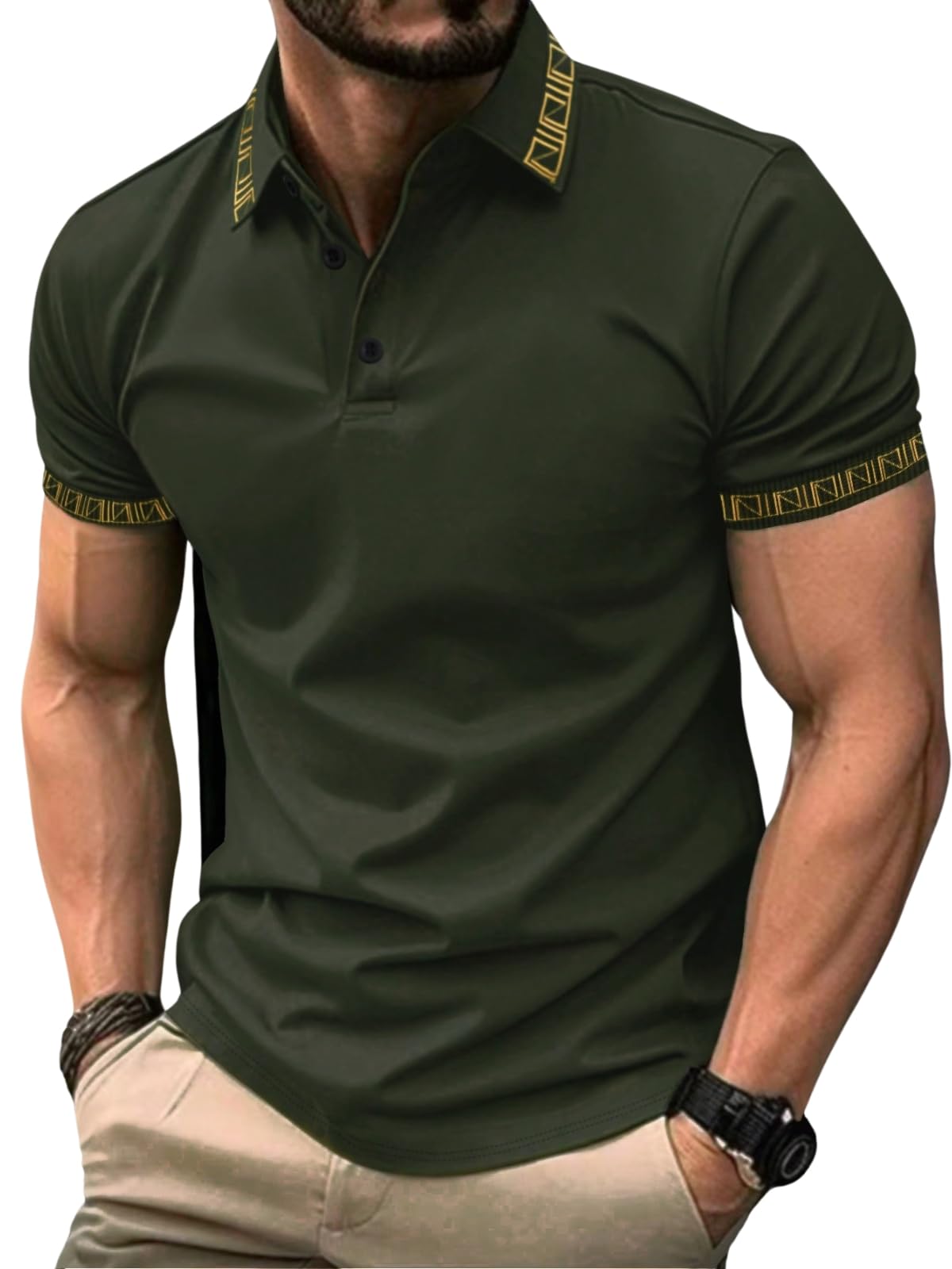 Greciilooks Solid Regular Fit Polo Casual For Men Stylish Latest | Half Sleeve T Shirt Green