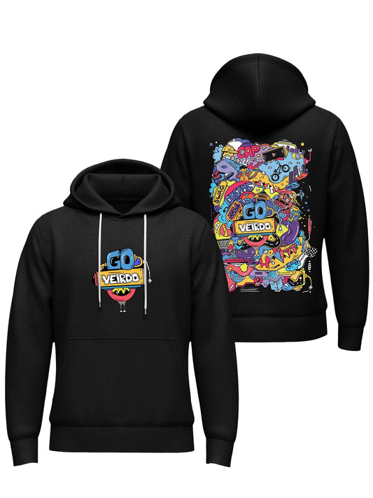 Veirdo Mens Fleece Hooded Neck Sweatshirt for Casual Wear