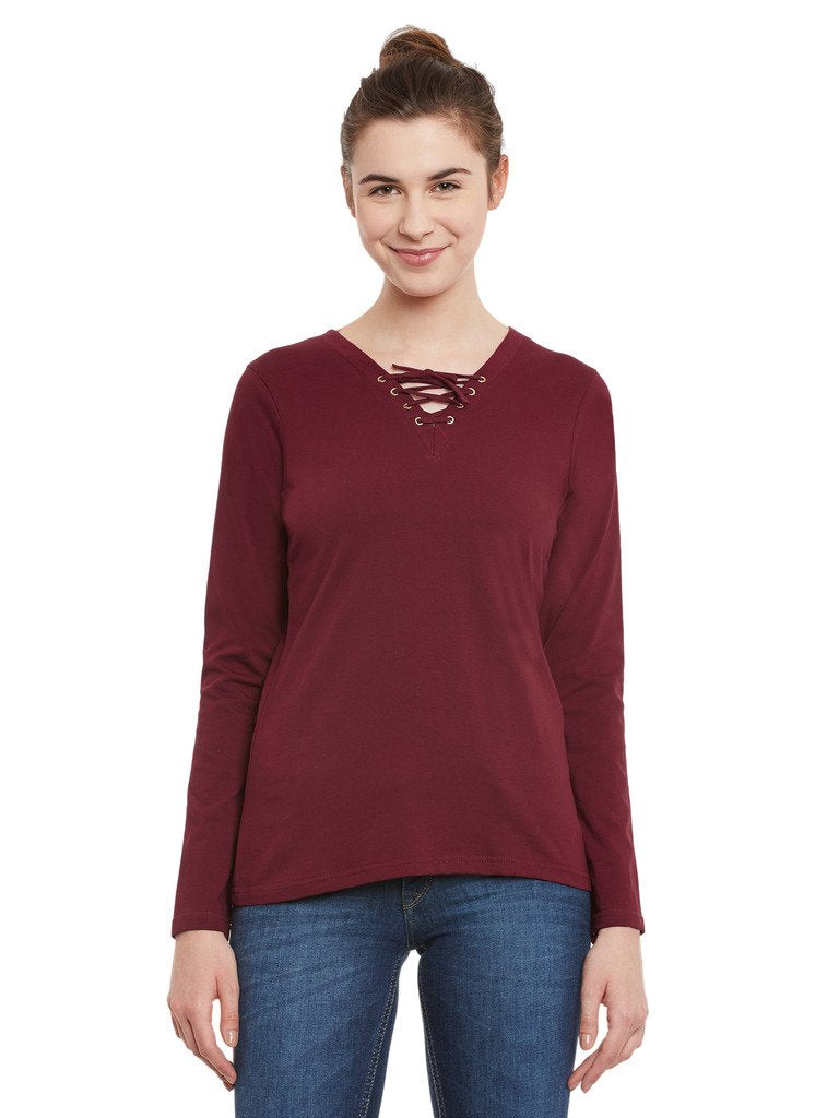 Miss Chase Womens Maroon Dressy Top(Mcss17Tp07-76-143-03_Maroon_Small)
