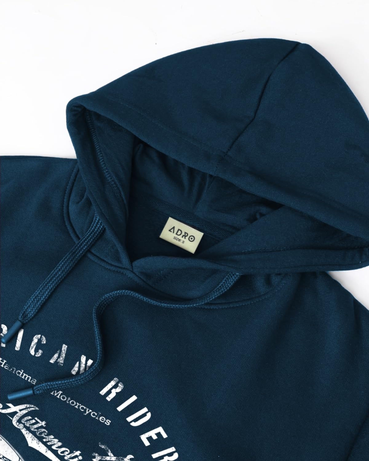 ADRO Men's Cotton Blend Neck Hooded Sweatshirt (H24-AME-SB_Teal