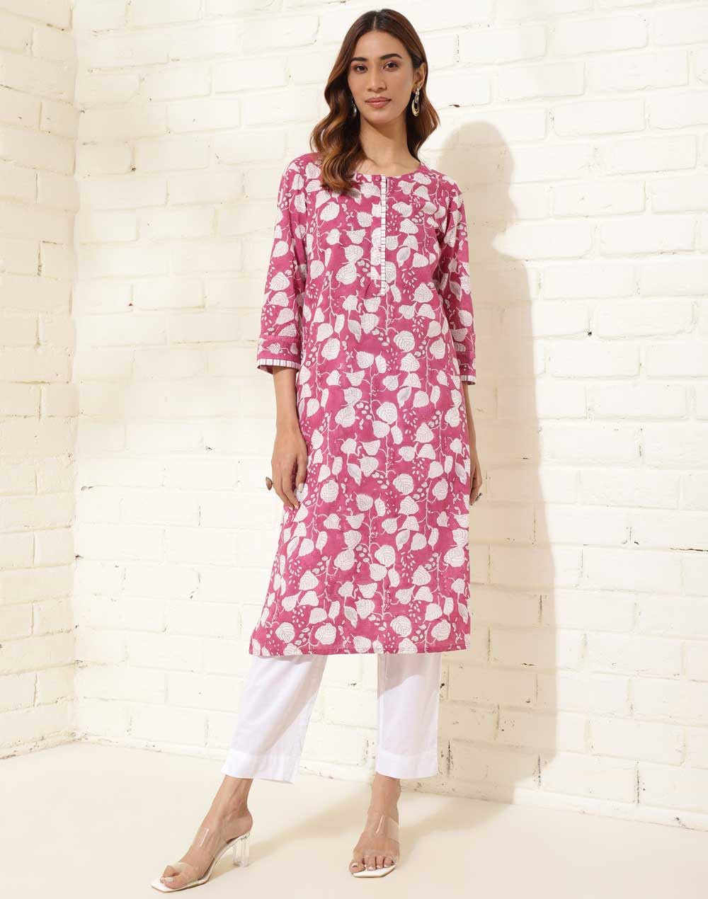 Fabindia WomenS Cotton Printed Regular Kurta (1037330Purple_Purple