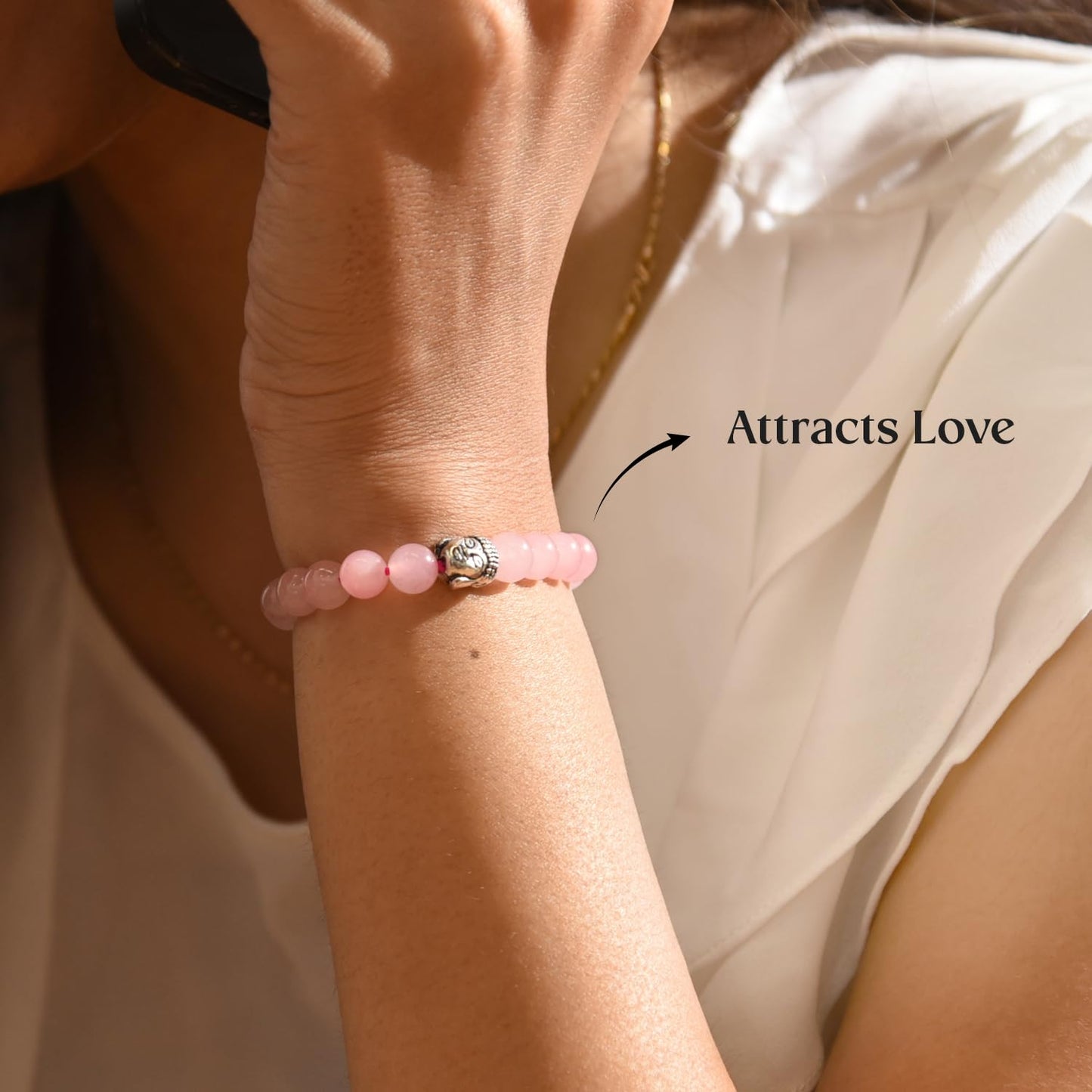 Astrotalk Rose Quartz Bracelet with Buddha Charm | Promotes Love, Healing & Inner Peace | Healing Astrology Bracelet for Women | Certificate of Authenticity