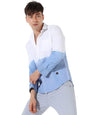 Campus Sutra Mens White Colourblocked Button Up Collared Shirt for Casual Wear | Shirt Crafted with Regular Sleeve, Comfort Fit