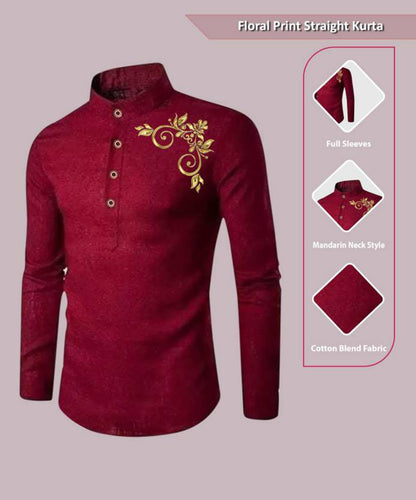 Deemoon MenS Full Sleeve Short Kurta Shirt With A Trendy Mandarin Collar Crafted From A Premium Cotton Blend For Comfort Ideal