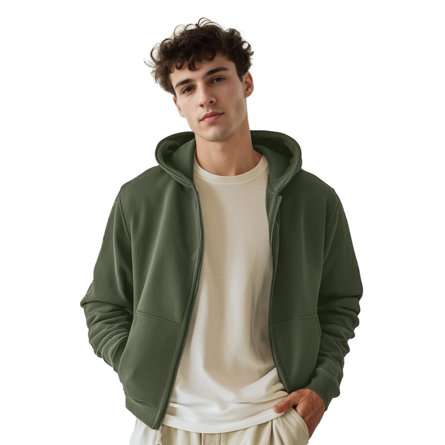 NOBERO Mens Cotton Neck Hooded Regular Sweatshirt (1M-Twzp-R0004_Navy Blue
