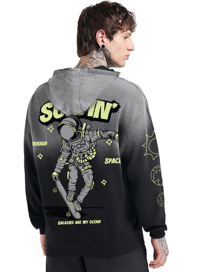 Bewakoof MenS Graphic Print Oversized Fit Full Sleeve Cotton Blend Hoodies_694461_Black_L