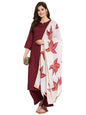 GoSriKi Women's Rayon Straight Kurta with Palazzo & Dupatta (KPZD-COT-10023-PURPLE-GO)