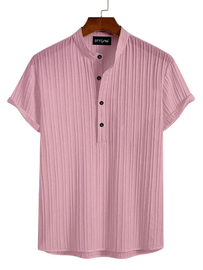Deelmo MenS Polyster Kurta With Mandarin Collar, Half Placket Buttons, Front Pocket | Half Sleeves | Soft & Breathable Fabric