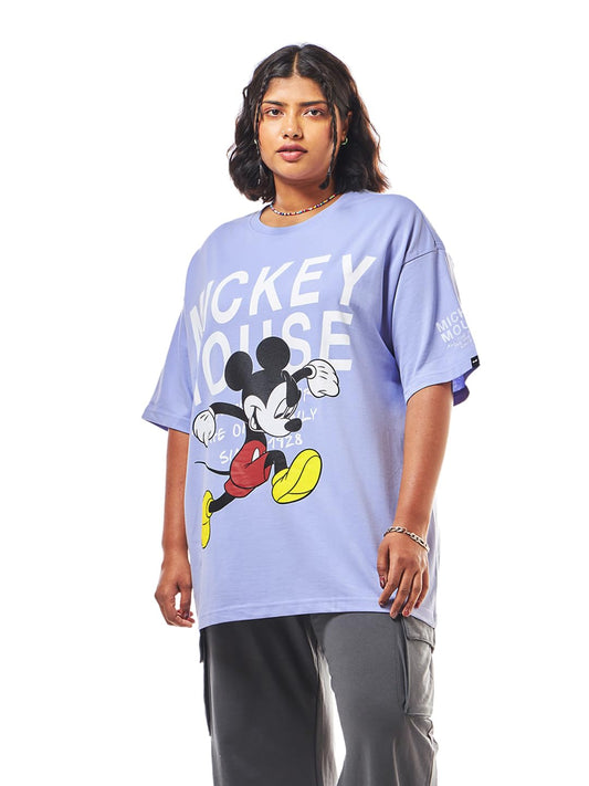 Bewakoof Heavy Duty 1.0 Official Disney Merchandise Mickey WomenS Graphic Printed Oversized Fit Half Sleeve Round Neck Terry Plu