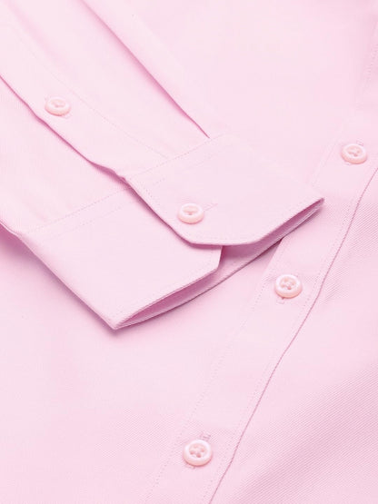 The Indian Garage Co Men Pink Solid Slim Fit Cotton Formal Shirt