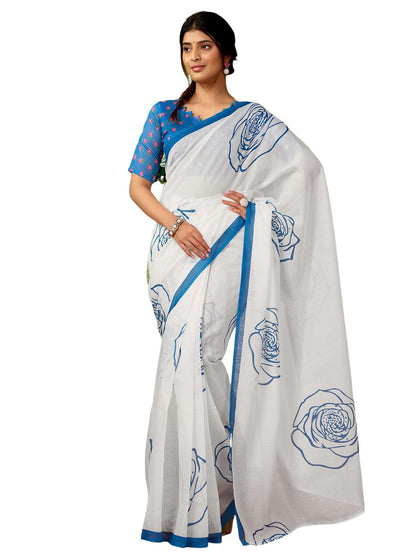 Satrani WomenS Chanderi Cotton Printed Ready To Wear One Minute Pre Pleated Readymade Saree With Unstitched Blouse Piece (32Rs3
