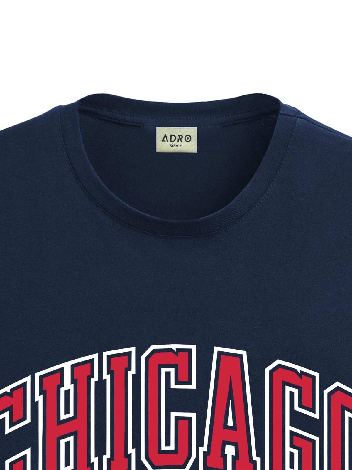 ADRO Mens T Shirt Urban Style Tshirt Printed with Chicago Design Cotton & Eye Catching Print Stylish T-Shirt for Men Navy Tshirt