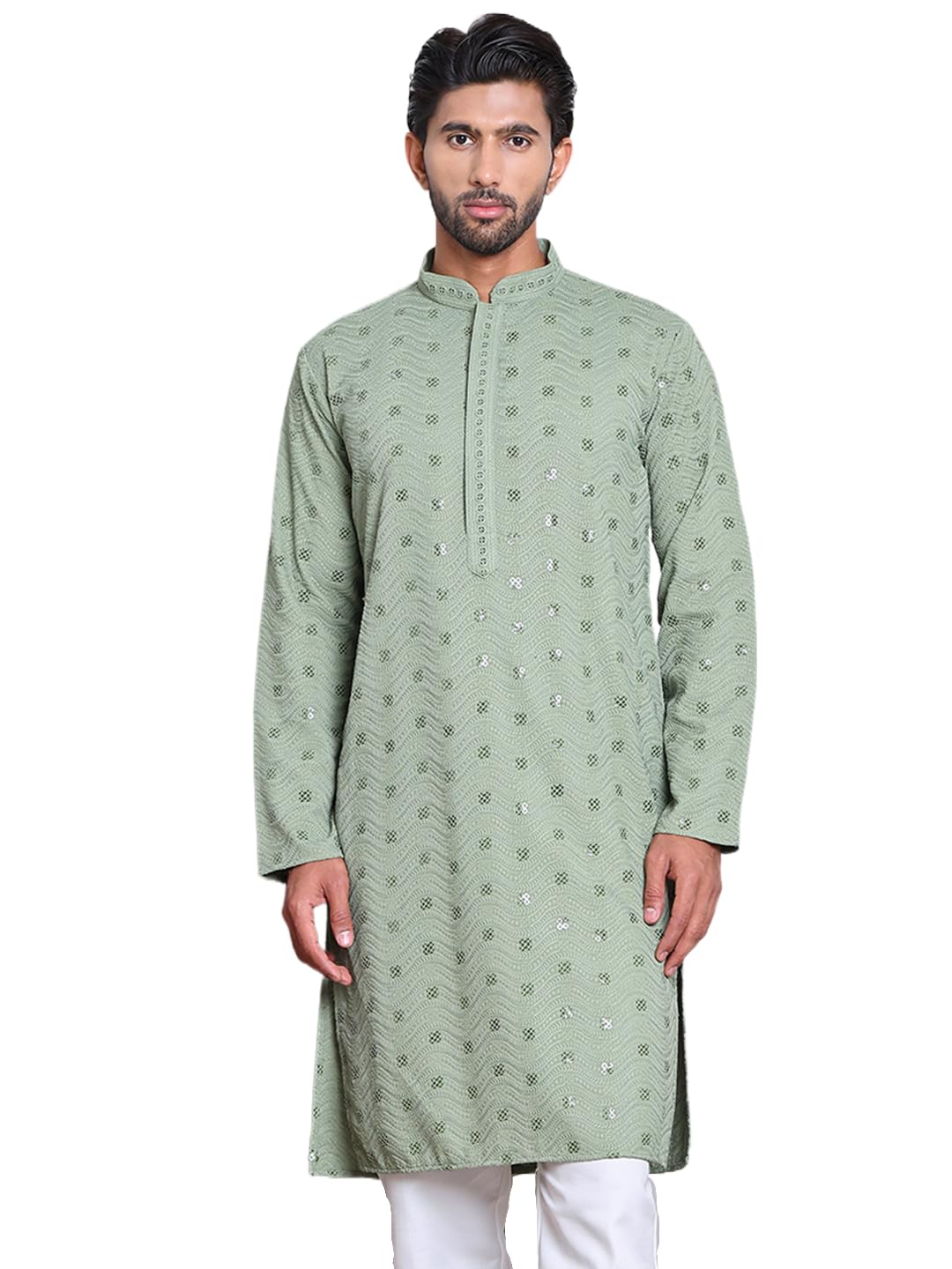 Jompers Mens Embroidered And Sequins Kurta Pyjama Set