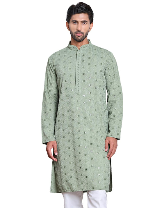 Jompers Mens Embroidered And Sequins Kurta Pyjama Set