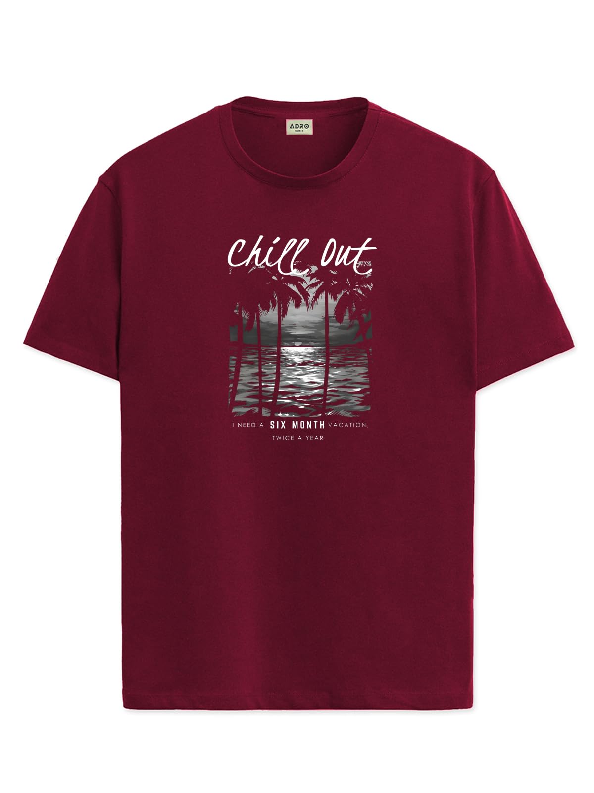 ADRO Mens Nature Graphic Tshirt - Premium Cotton T-Shirt with Stunning Nature Design - Best for Outdoor Enthusiasts Print Maroon