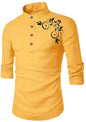 Deemoon MenS Full Sleeve Short Kurta Shirt With A Trendy Mandarin Collar Crafted From A Premium Cotton Blend For Comfort Ideal