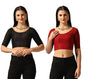 Tagdo Women'S Slim Fit Blouse Pack Of 2 (Combo-5058-Blk-Mrn-44)