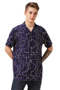 Dennis Lingo Men Blue Printed Viscose Relaxed Fit Half Sleeve Shirts
