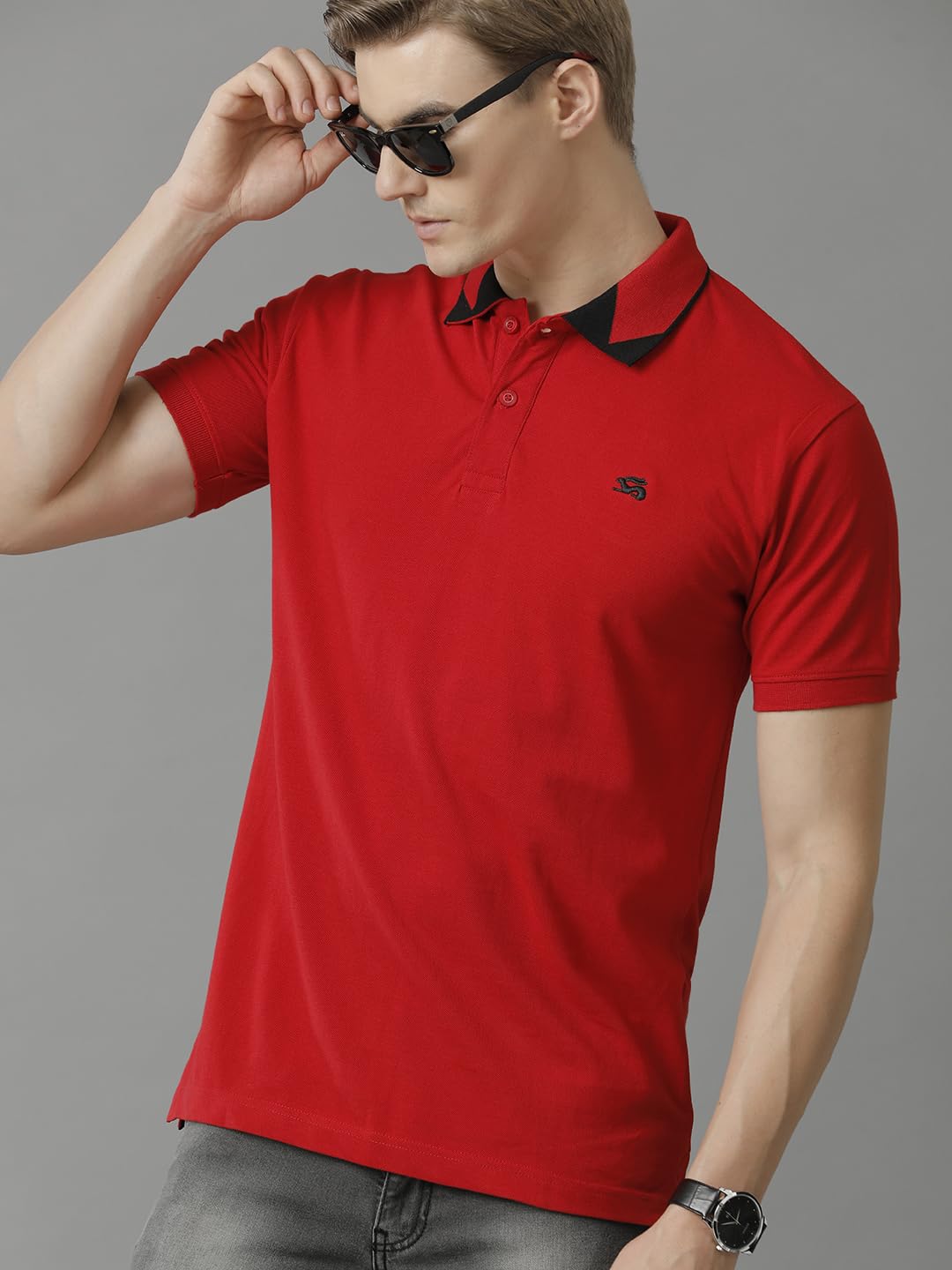 ADRO Premium Cotton Polo for Men (PN23-H-PLN-RD_Red)