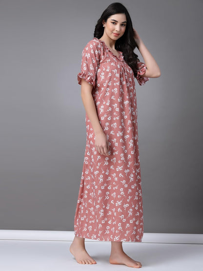 OOMPH! Cotton Blend Nighty for Womens | Night Gown | Nighty | Nightdress | Maxi Dress | Sleepwear | Gown for Women | Nighties |