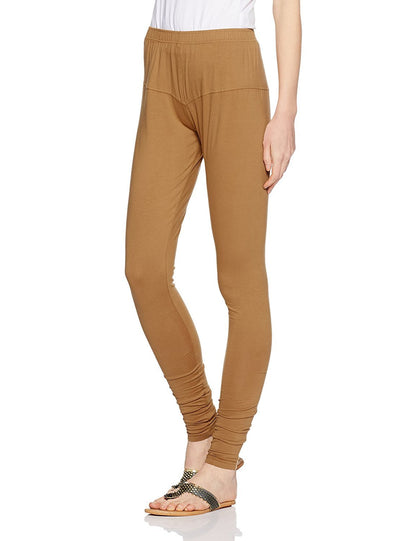 Lyra Women Solid Premium Cotton Churidar Leggings | Mid-Waist | Fashionwear Biscuit