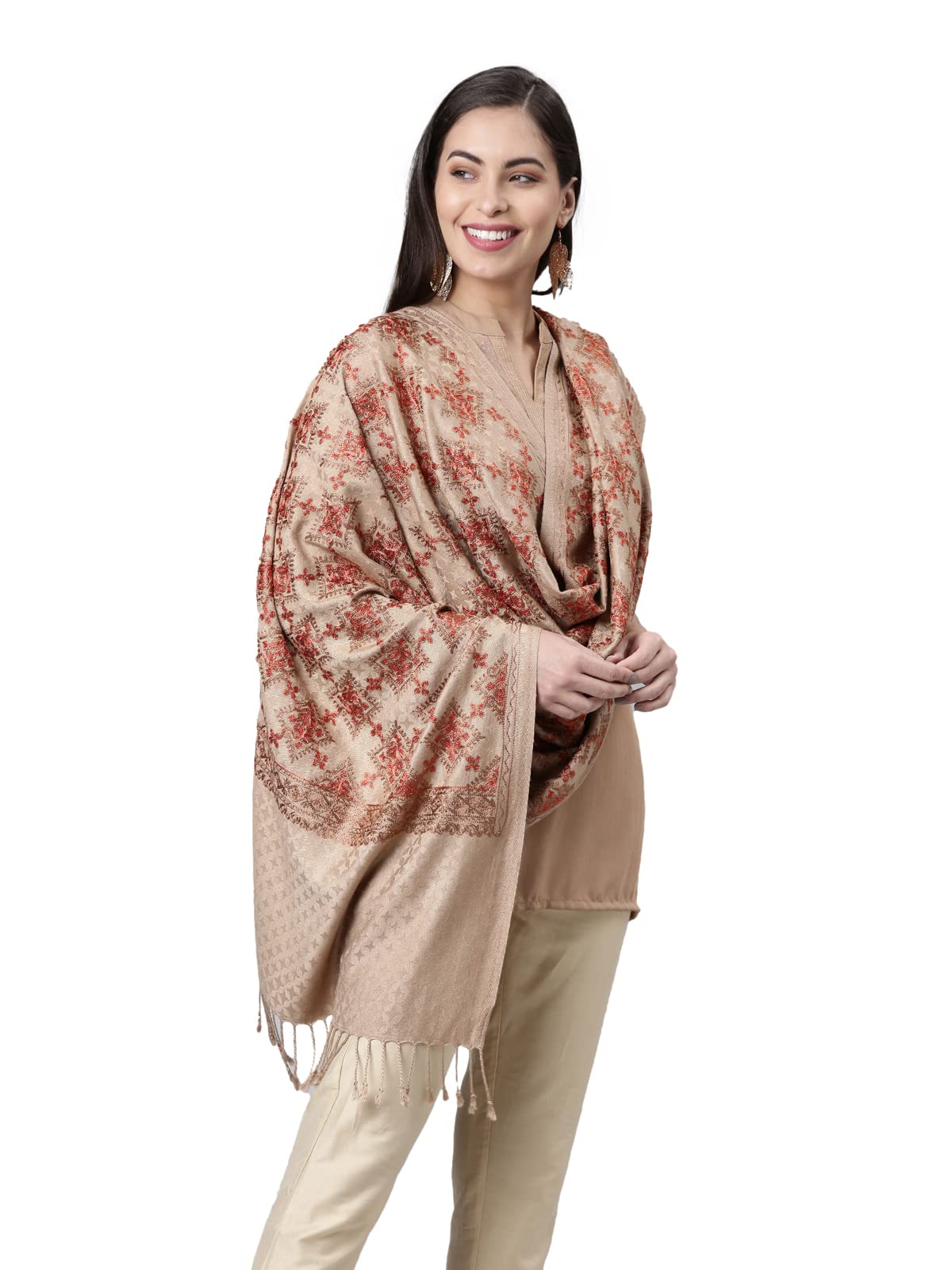 Pashmoda Women Roohani Kashmiri Aari Embroidery Stole (Size: 71X203 CM)