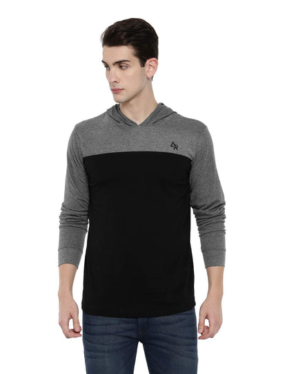 ADRO Full Sleeve Color Block T-Shirt for Men (FR4-3-HD-BL_Black)