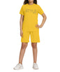 Kyda Kids Girls 100% Pure Cotton Premium Chest Printed Tshirt And Short Co-Ords Set (Pack Of 1) Yellow
