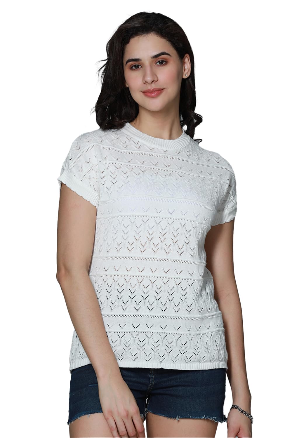 High Star WomenS Solid Regular Fit T-Shirt (Hswtss2406_White
