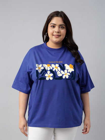 Juneberry 100% Pure Cotton Oversized Fit Latest & Trendy All Over Prints Half Sleeve Plus Size T-Shirt For Women & Girls (Ps_Jbf