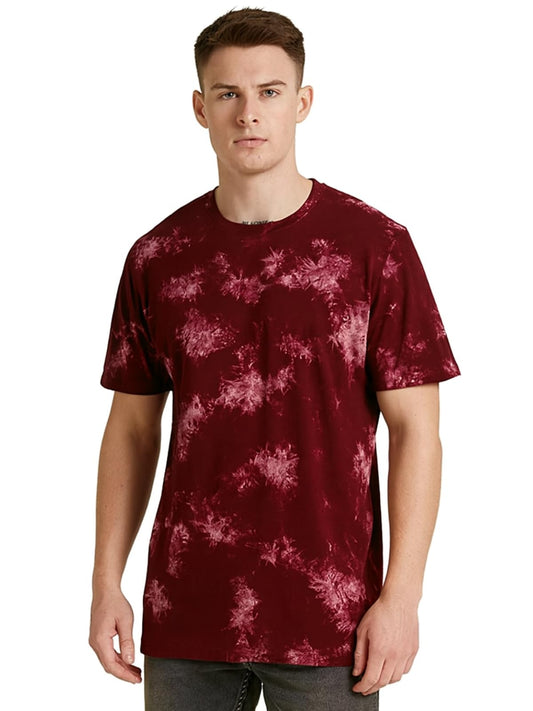 Veirdo Mens 100% Cotton Round Neck Oversized Baggy Fit Drop Shoulder Cozy Tie Dye Round Short Sleeve T-Shirt For