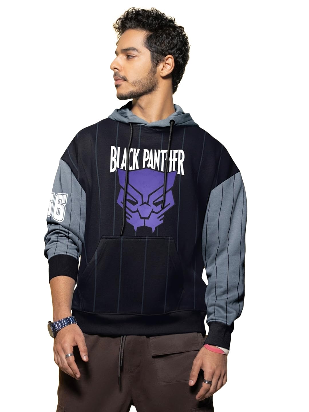Bewakoof Heavy Duty 1.0 Official Marvel Merchandise Mens Graphic Printed Oversized Hoodies_597113_Grey_M