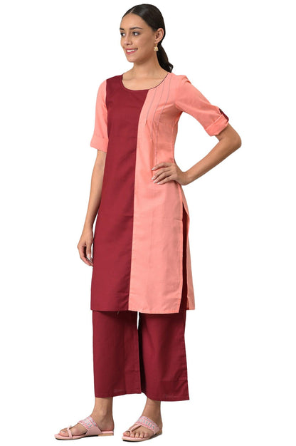 Aurelia Womens Cotton Kurta & Palazzo (22ONAS13274-604169_Pink