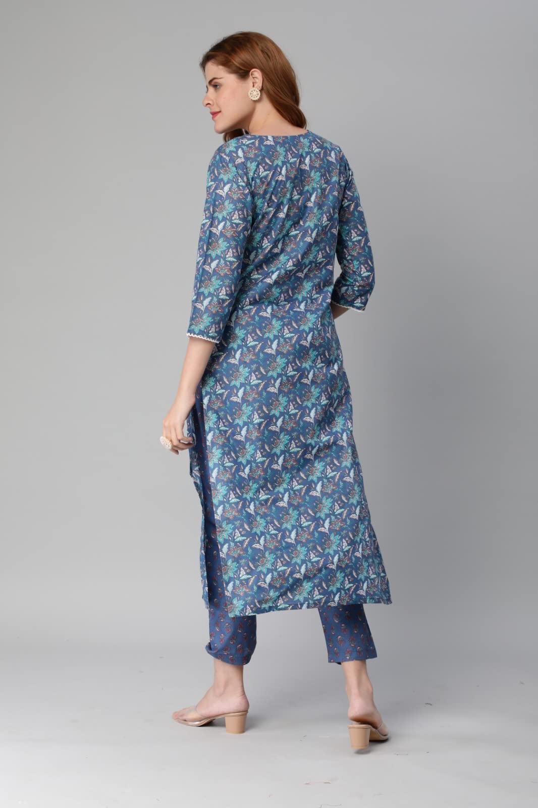 GoSriKi Women's Cotton Blend Kurta and Pant