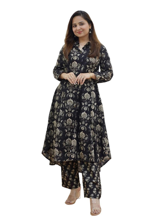Greciilooks Rayon Standard Length Formal Travel Floral Printed Ethnic Co-Ord Kurta Set For Women (Available In 2Xl And 3Xl) (Gl-