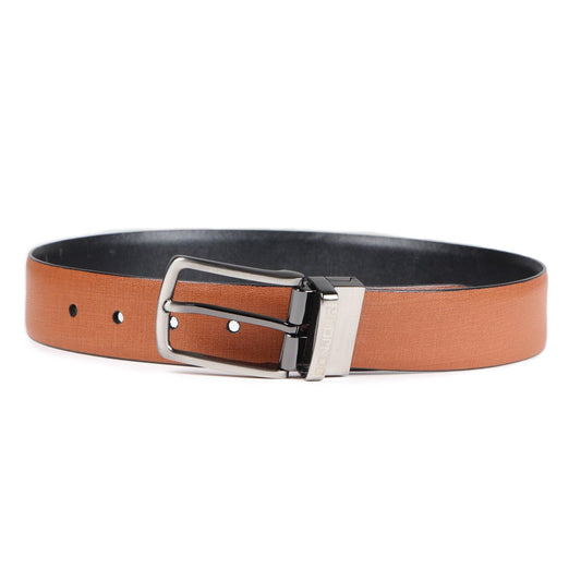 Bonjour Mens Premium Solid Pure Leather Belt - Tan/Brown