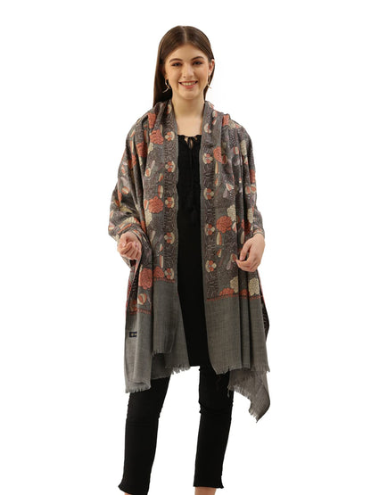 Pashmoda Women Bahaar Pure Wool Aari Embroidered Shawl (Size : 101X203 CM)